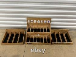 Slot Burnt Brown Wood Sunglasses Display Case Tray, Multiple Eyewear Organizer