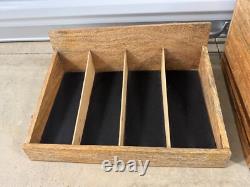 Slot Burnt Brown Wood Sunglasses Display Case Tray, Multiple Eyewear Organizer