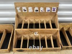 Slot Burnt Brown Wood Sunglasses Display Case Tray, Multiple Eyewear Organizer