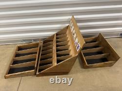 Slot Burnt Brown Wood Sunglasses Display Case Tray, Multiple Eyewear Organizer
