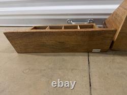 Slot Burnt Brown Wood Sunglasses Display Case Tray, Multiple Eyewear Organizer