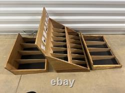 Slot Burnt Brown Wood Sunglasses Display Case Tray, Multiple Eyewear Organizer