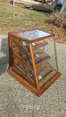 Small Antique Countertop Display Case Oak Wood Store Glass Watch Jewelry Chicago