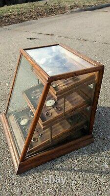 Small Antique Countertop Display Case Oak Wood Store Glass Watch Jewelry Chicago