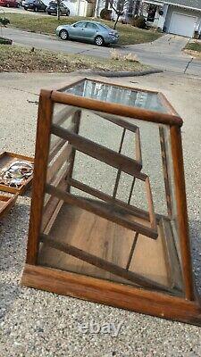 Small Antique Countertop Display Case Oak Wood Store Glass Watch Jewelry Chicago