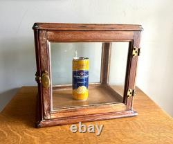 Small Wooden & Glass Display Case Distressed Countertop Display Case