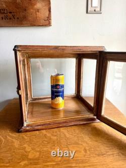 Small Wooden & Glass Display Case Distressed Countertop Display Case
