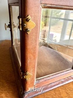 Small Wooden & Glass Display Case Distressed Countertop Display Case