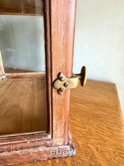 Small Wooden & Glass Display Case Distressed Countertop Display Case