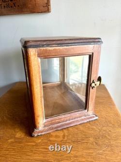 Small Wooden & Glass Display Case Distressed Countertop Display Case