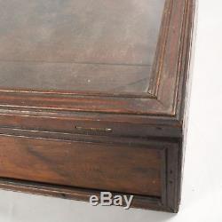 Small walnut slanted table top jewelry showcase storage Antique Vintage Wood