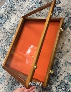Solid Handmade USA Wood Display Case 24 x18.2.5x3.5 Coins fishing lures reels ++