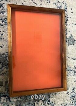 Solid Handmade USA Wood Display Case 24 x18.2.5x3.5 Coins fishing lures reels ++