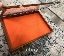 Solid Handmade USA Wood Display Case 24 x18.2.5x3.5 Coins fishing lures reels ++