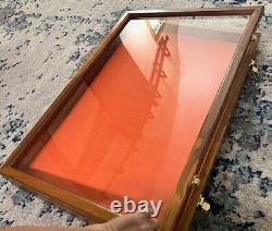 Solid Handmade USA Wood Display Case 24 x18.2.5x3.5 Coins fishing lures reels ++