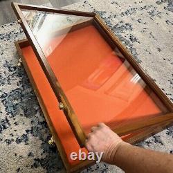 Solid Handmade USA Wood Display Case 24 x18.2.5x3.5 Coins fishing lures reels ++