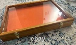 Solid Handmade USA Wood Display Case 24 x18.2.5x3.5 Coins fishing lures reels ++