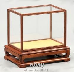 Solid Huali Wood Trim Base Display Box Transparent Glass Doll Antique Case Cover
