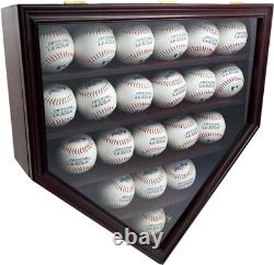 Solid Wood 21 Baseball Display Case Wall Cabinet Holder Shadow Box, WithUv Protect
