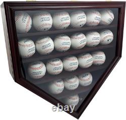 Solid Wood 21 Baseball Display Case Wall Cabinet Holder Shadow Box, WithUv Protect