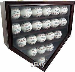 Solid Wood 21 Baseball Display Case Wall Cabinet Holder Shadow Box, withUV Protect