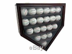 Solid Wood 21 Baseball Display Case Wall Cabinet Holder Shadow Box, withUV Protect