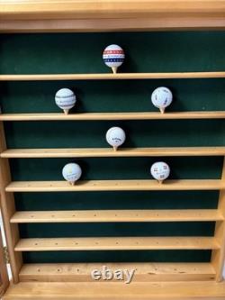 Solid Wood 63-Golf Ball Display Case Cabinet with Logo Souvenir Collection