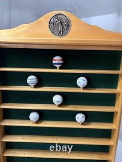 Solid Wood 63-Golf Ball Display Case Cabinet with Logo Souvenir Collection