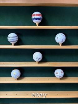 Solid Wood 63-Golf Ball Display Case Cabinet with Logo Souvenir Collection