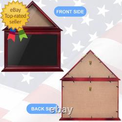 Solid Wood Flag Certificate Display Case Box with HD Tempered Glass Fit
