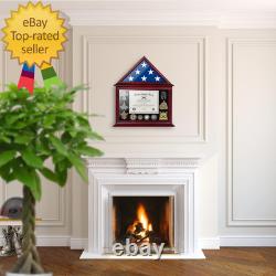 Solid Wood Flag Certificate Display Case Box with HD Tempered Glass Fit