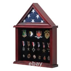 Solid Wood Flag Display Case Military Shadow Box Fit a Folded 3'x5' Flag for