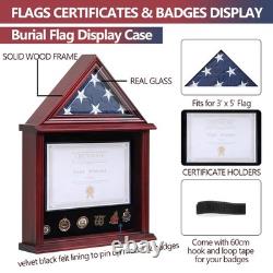 Solid Wood Flag Display Case Military Shadow Box Fit a Folded 3'x5' Flag for