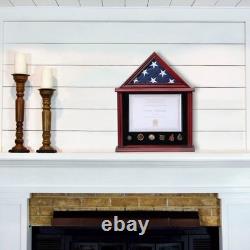 Solid Wood Flag Display Case Military Shadow Box Fit a Folded 3'x5' Flag for