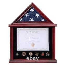 Solid Wood Flag Display Case Military Shadow Box Fit a Folded 3'x5' Flag for