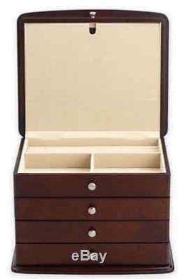 Sophia Mahogany Jewelry Box Storage Display Chest Case Ring Wood Organizer New