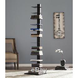 Spine Tower Shelf Basket Books Display Storage Shelves Organizer Rack BlackNew