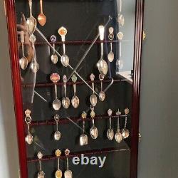 Spoon Display Case 60 Pcs Tea Souvenir Collection Cherry Wood Holder Wall Rack