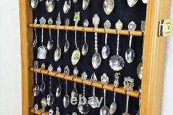 Spoon Display Case 60 Pcs Tea Souvenir Collection Cherry Wood Holder Wall Rack