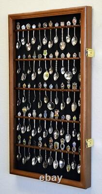 Spoon Display Case 60 Pcs Tea Souvenir Collection Walnut Wood Holder Glass Rack Spoon Display Case 60 Pcs Tea Souvenir Collection Walnut Wood Holder Glass Rack