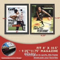 Sports Magazine Frame 4 Pack, Premium Wood Display Case for 8 x 10.5 Magazi
