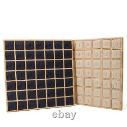 Square Wooden 49 Clip Ring Display Holder Rack Jewelry Accessories Storage Case