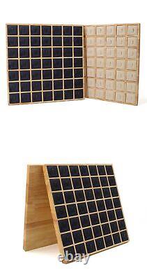 Square Wooden 49 Clip Ring Display Holder Rack Jewelry Accessories Storage Case
