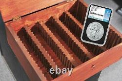 Storage & Display natural wood Box Case Holds 100 PCGS NGC Coin Holders Slabs