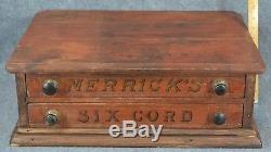Store display Merrick's thread box drawers 22 in. Red wash antique original 1800