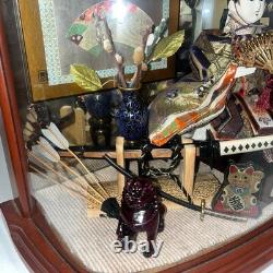 Stunning Japanese Samurai Warrior Doll In A Wood And Glass Display Case