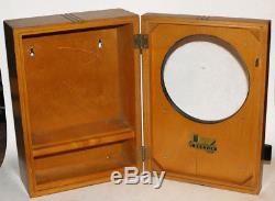 Stylish Art Deco Barber Cabinet Dental Medical Tattoo Wood & Round Glass Burton