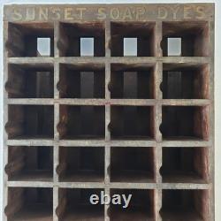 Sunset Soap Dyes Antique Store Counter Display Case Wood Advertising Cabinet VTG