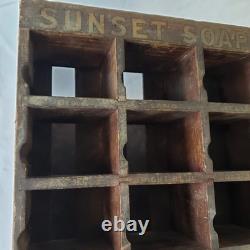 Sunset Soap Dyes Antique Store Counter Display Case Wood Advertising Cabinet VTG