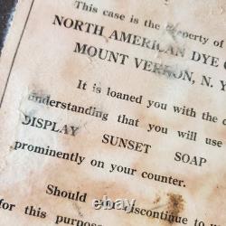 Sunset Soap Dyes Antique Store Counter Display Case Wood Advertising Cabinet VTG